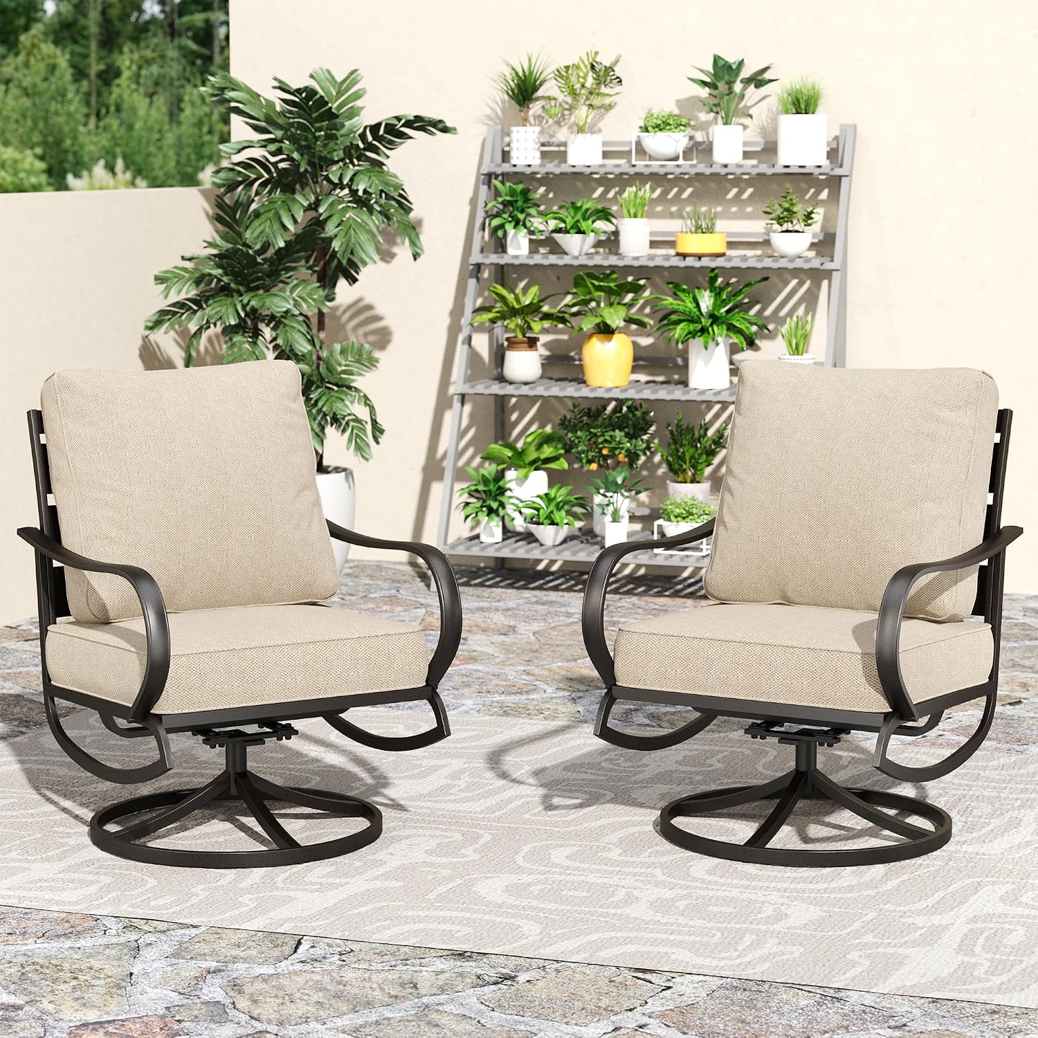 Deck Chair Lounger - Draaibare terrasstoel 2-delige set met dik