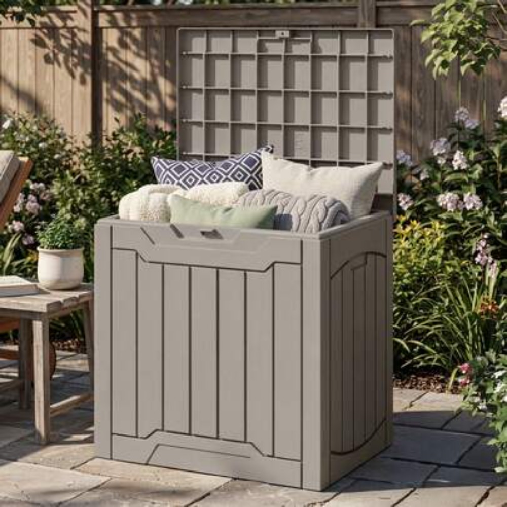 Outdoor Furniture Resin - 31 Gallon Waterdichte Harsen Buitenopslagbox, Afsluitbare