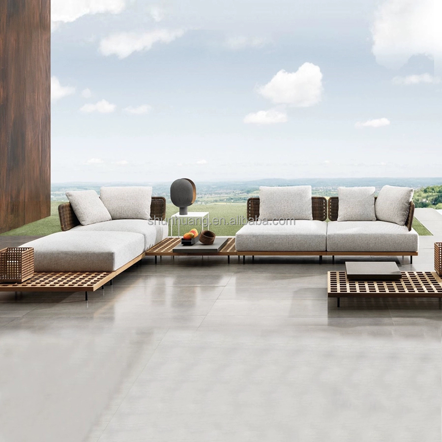 Outdoor Furniture Teak Wood - Moderne Tuinset Buitenmeubelen Houten Terrasbank Combinatie