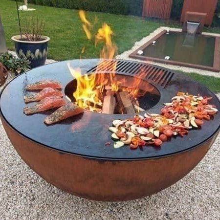 Fire Pit Bowl - Grote houtgestookte barbecue, houtskool, roestvrijstalen BBQ-grill,