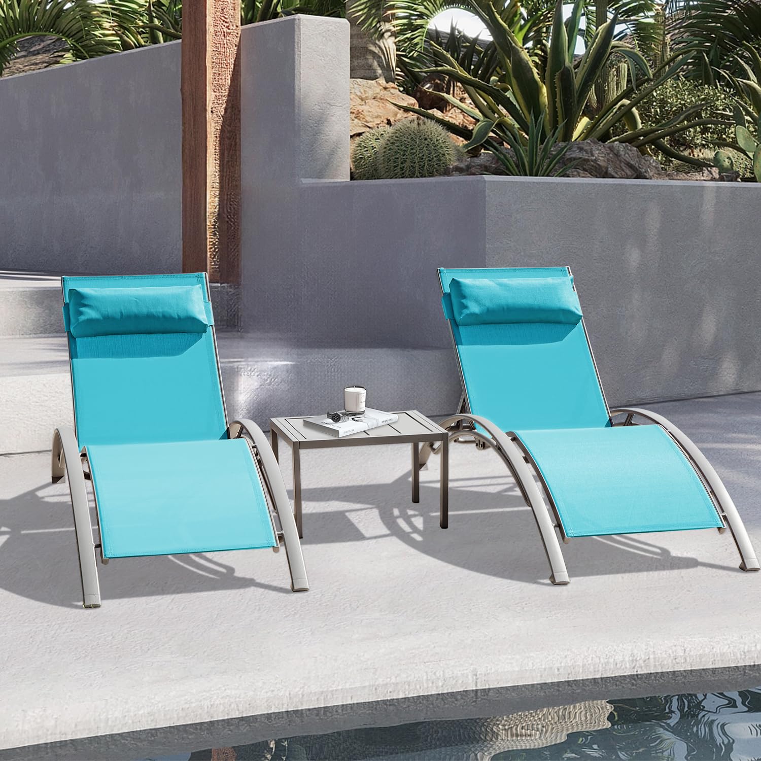 Deck Chair Lounger - Verstelbare aluminium buiten chaise longue set