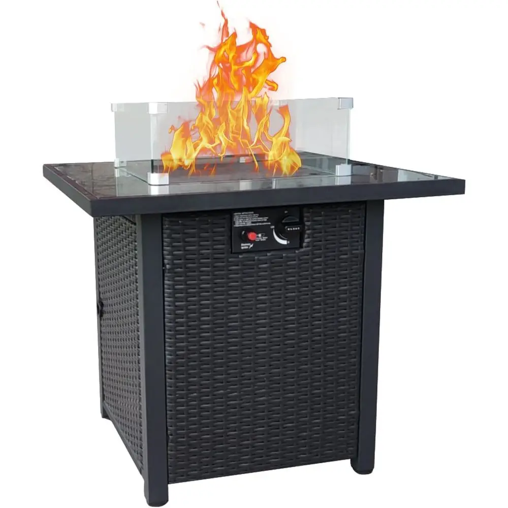 Outdoor Furniture Fire Pit Set - Wicker tuinmeubelenset, rotan hoekbank met zachte