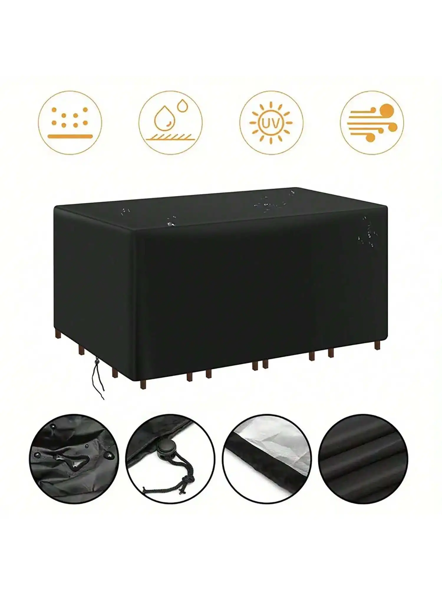 Outdoor Furniture Black - Multi-size buitenterras tuinmeubilair waterdichte stofkap voor