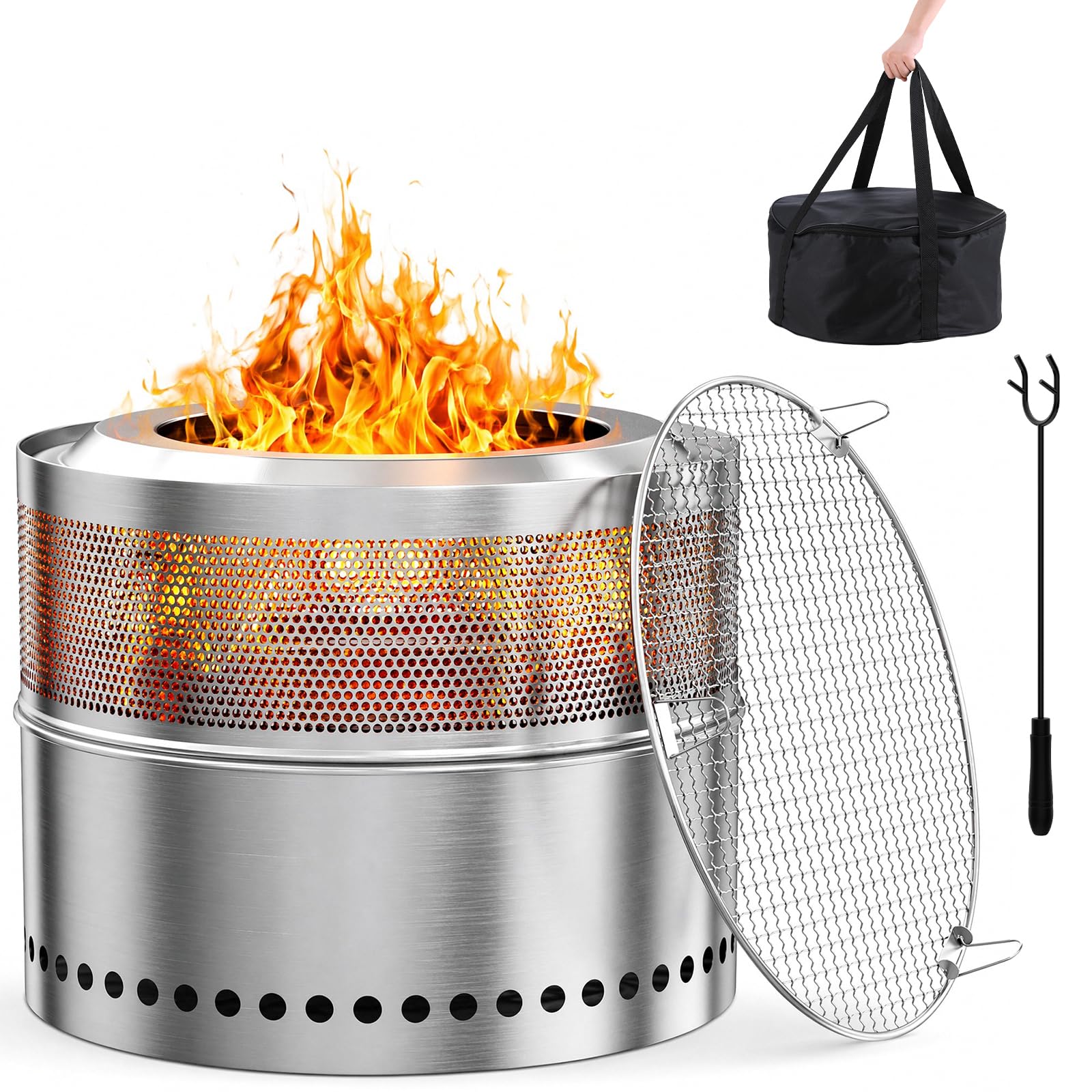 Fire Pit Bowl - RVS vuurkuil 50cm, rookloze vuurschaal met