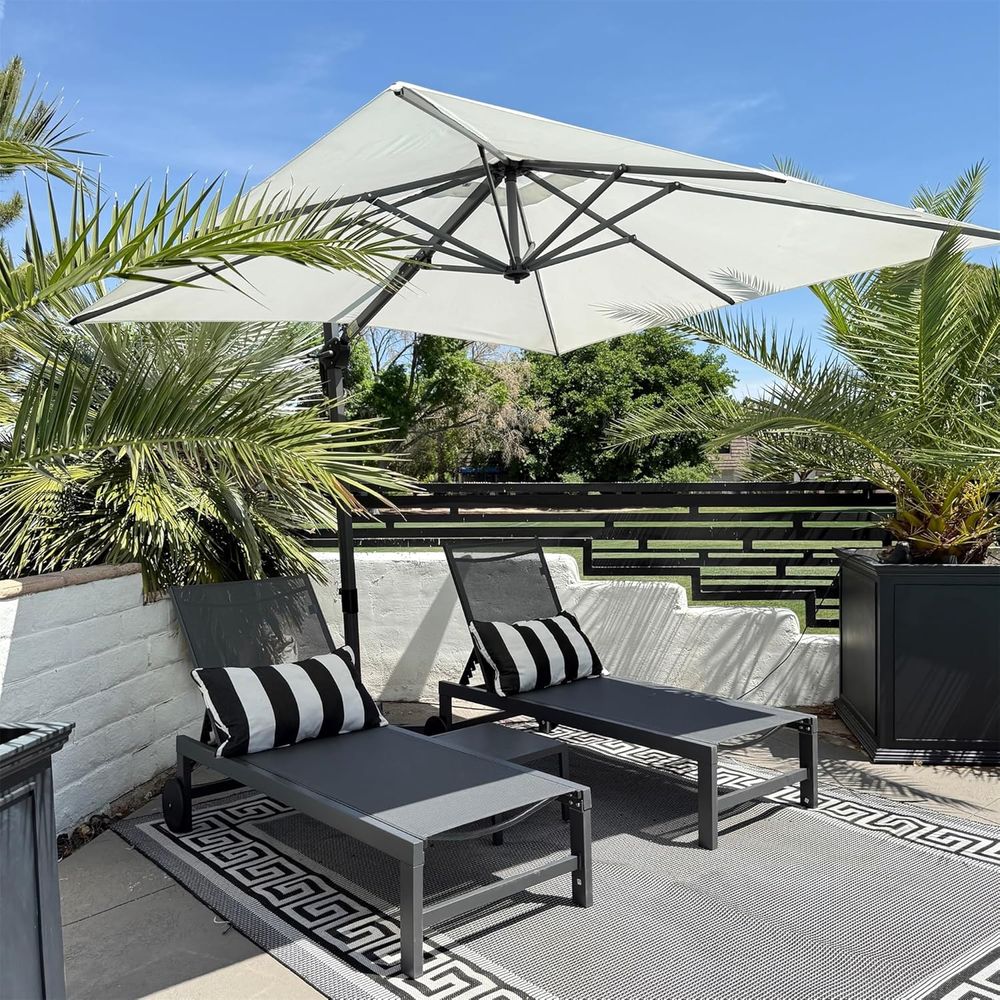 Deck Chair Lounger - Wheels Pool Lounge Chairs Set, 4-delige