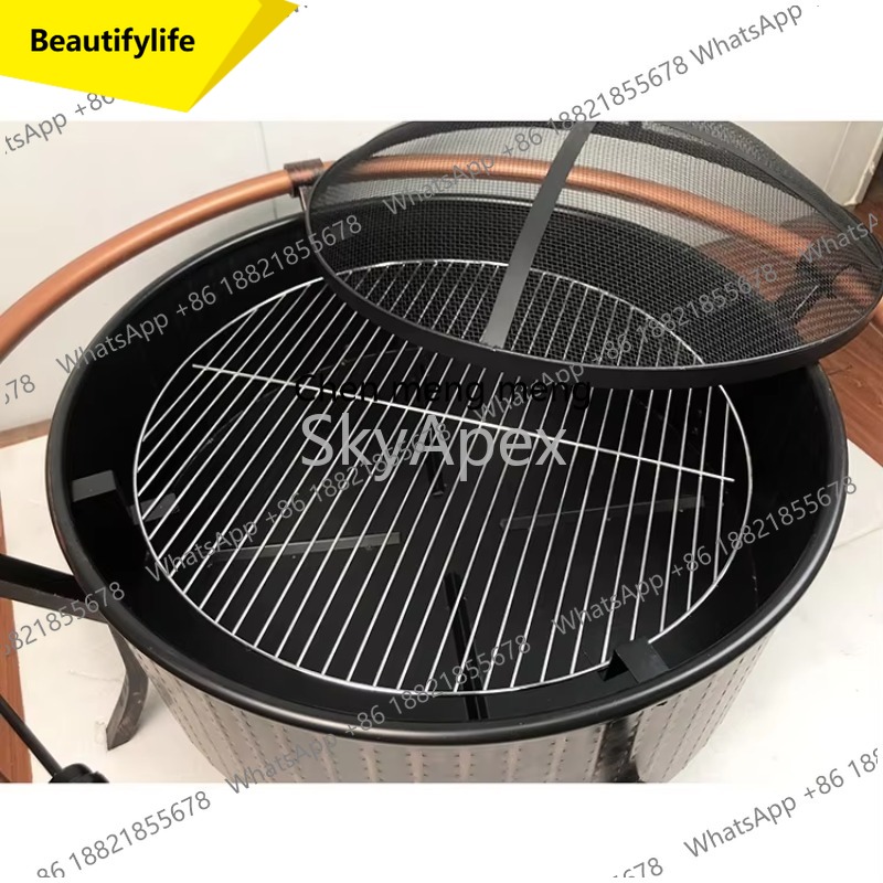 Fire Pit Bowl - A55 Rookloze stalen vuurplaatskom Cirkelgrill Houtgestookte