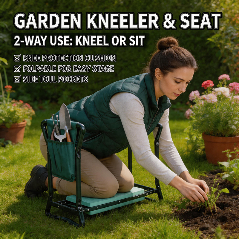 Garden Bench Metal - Tuinkniebankje Opvouwbare tuinstoel met verdikte, brede,