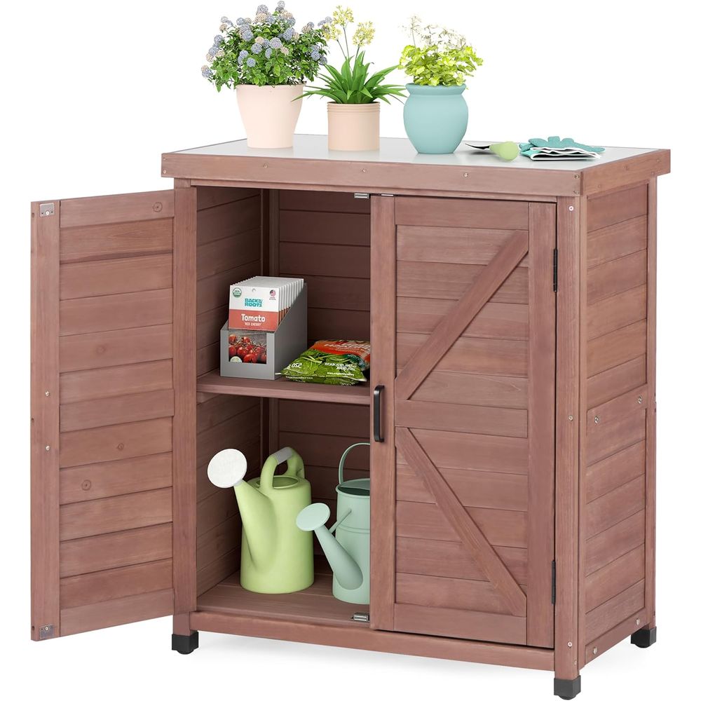 Outdoor Furniture Bench - Opbergkast voor buiten & plantentafel met