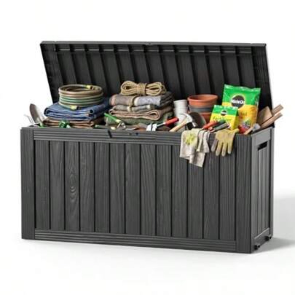Outdoor Furniture Resin - 90 Gallon Waterdichte Afsluitbare Buitenopslagbox met