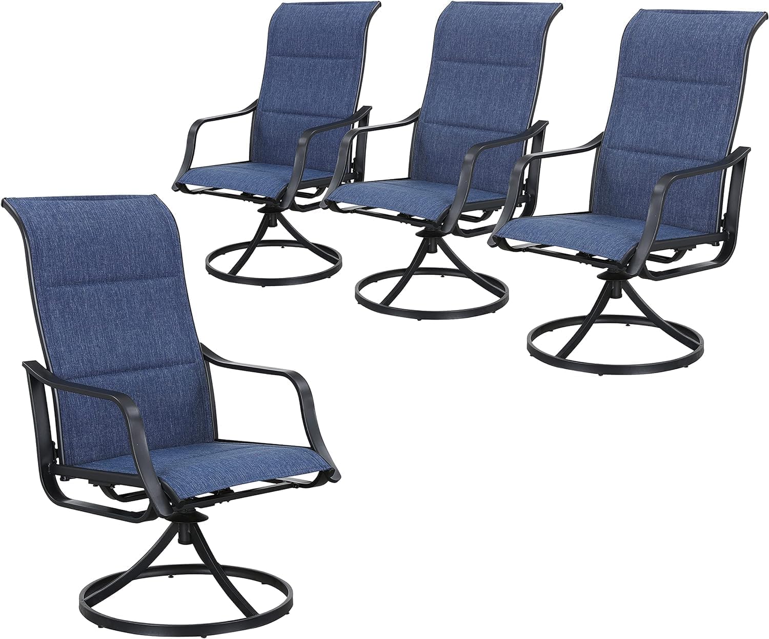 Deck Chair Lounger - Buiten draaibare patio-eetkamerstoelset van 4, hoge