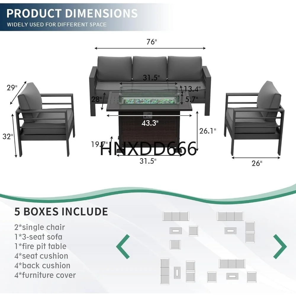 Tuinmeubelset met vuurtafel, 6 - Outdoor Furniture And Fire Pit recensie en prijs