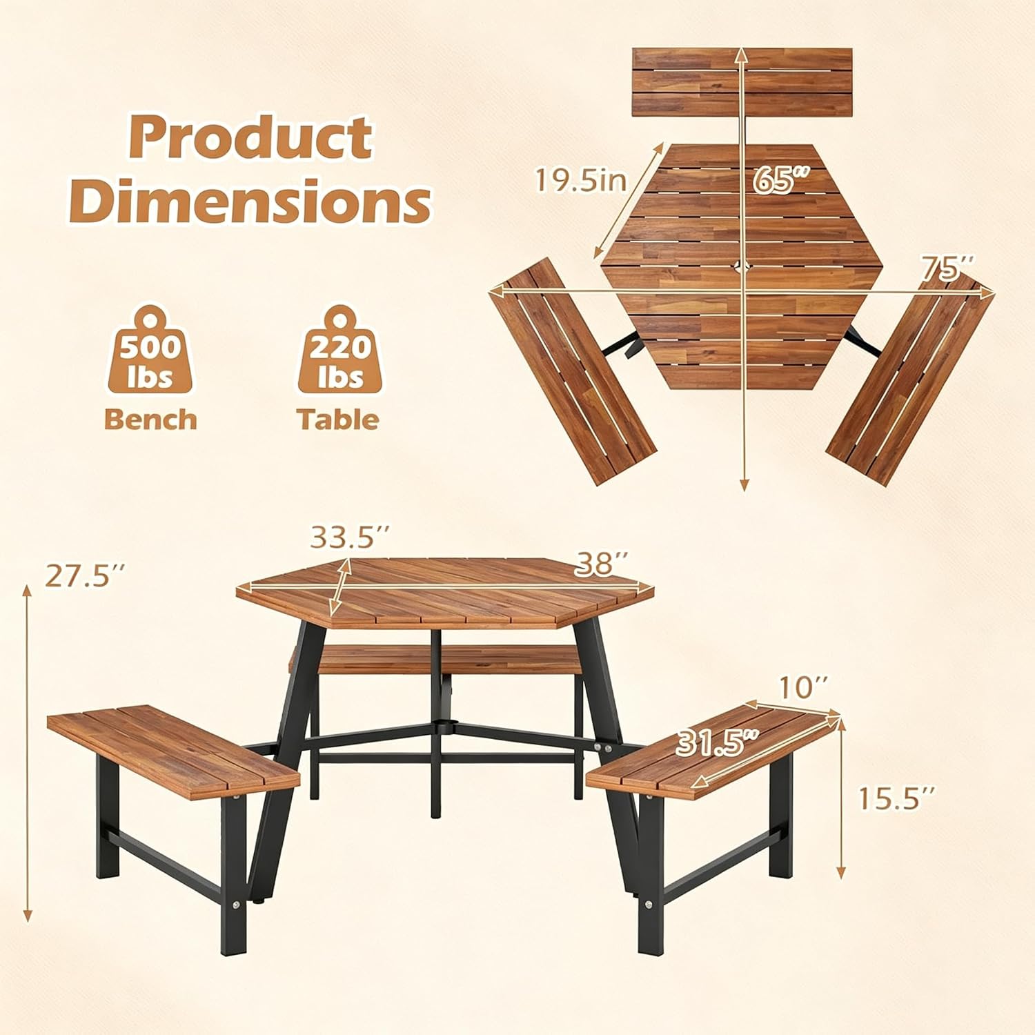Picknicktafel- en bankset voor - Garden Bench Metal recensie en prijs