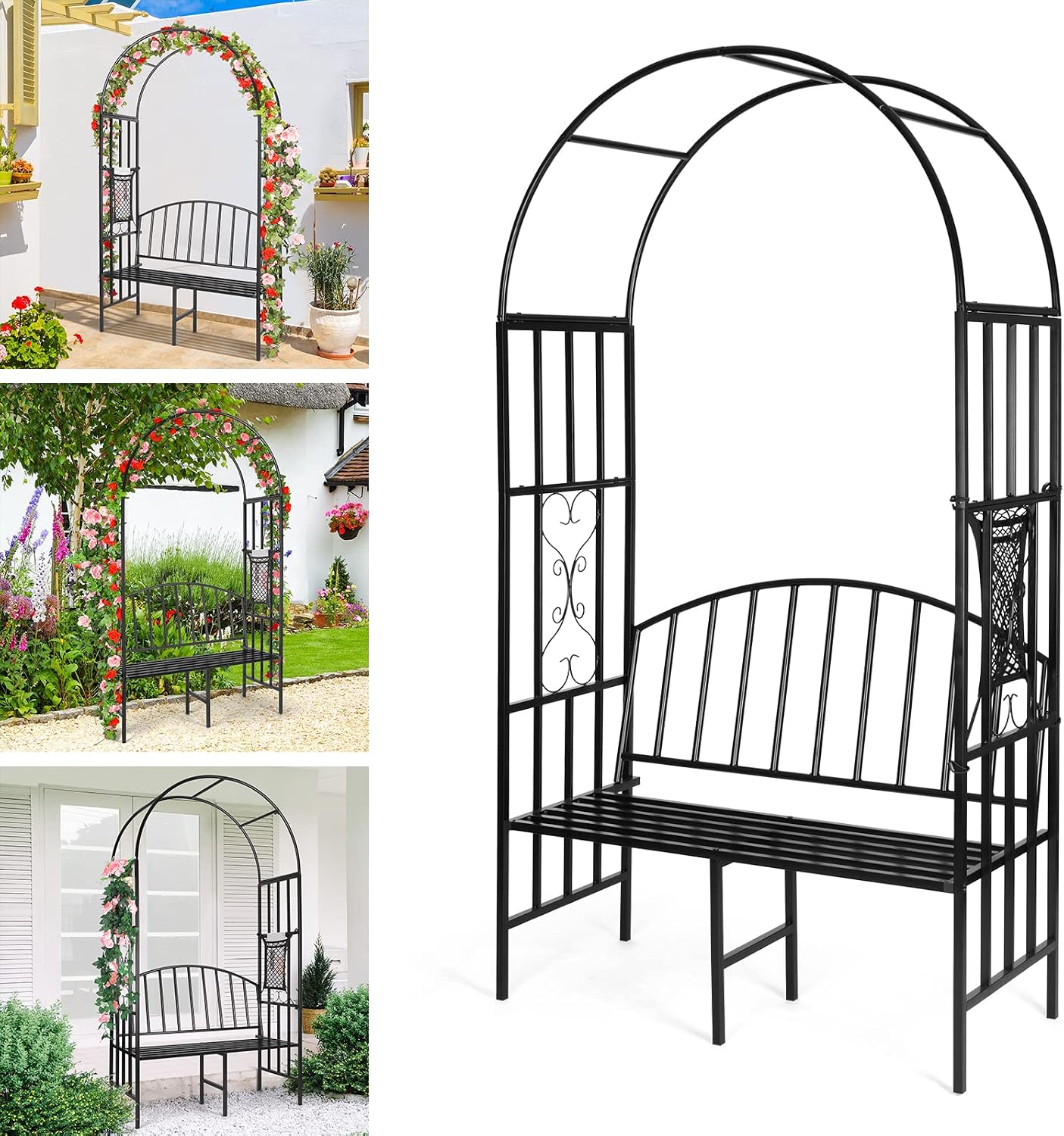 Metalen tuinboog met ingebouwd - Garden Bench Metal recensie en prijs