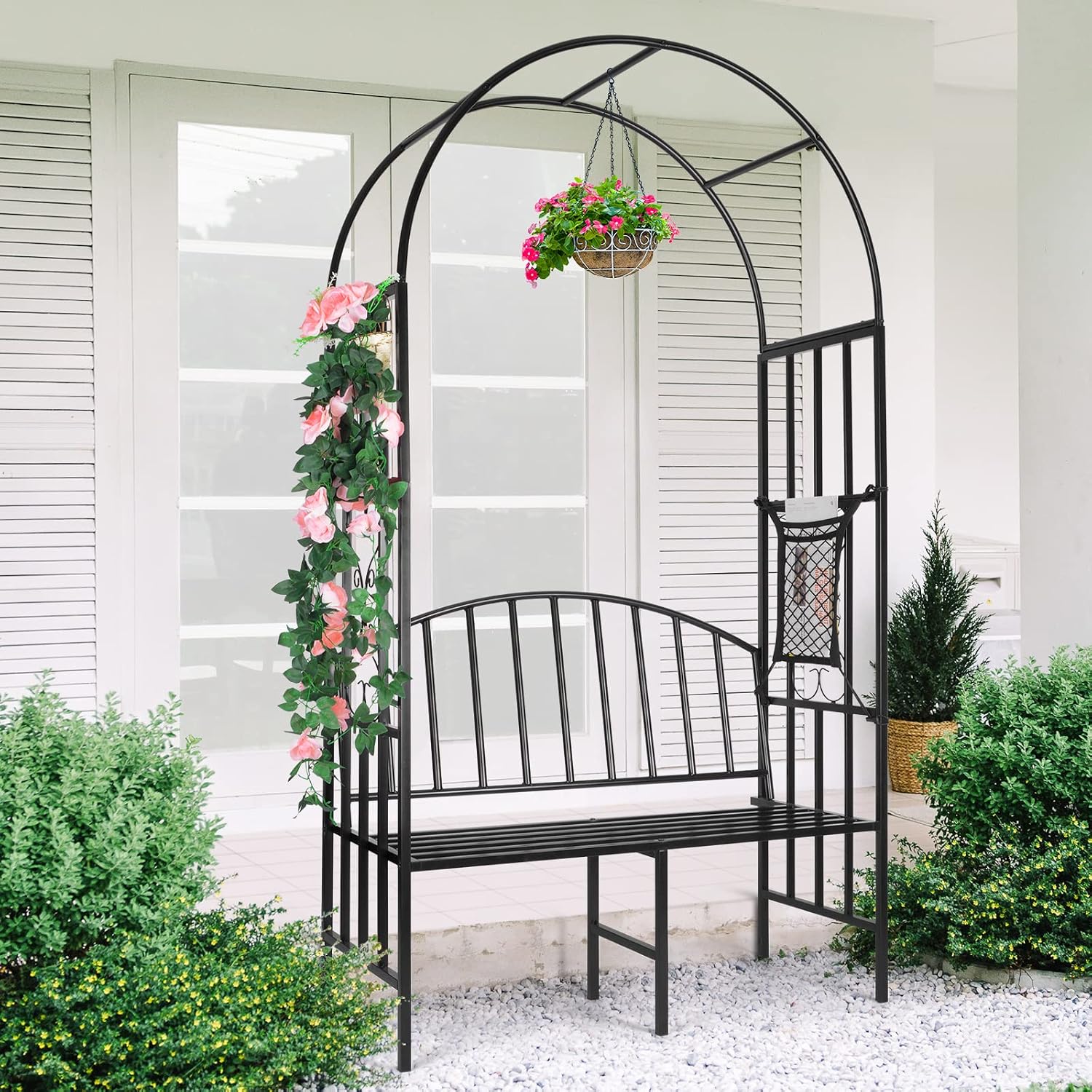 Metalen tuinboog met ingebouwd - Garden Bench Metal recensie en prijs