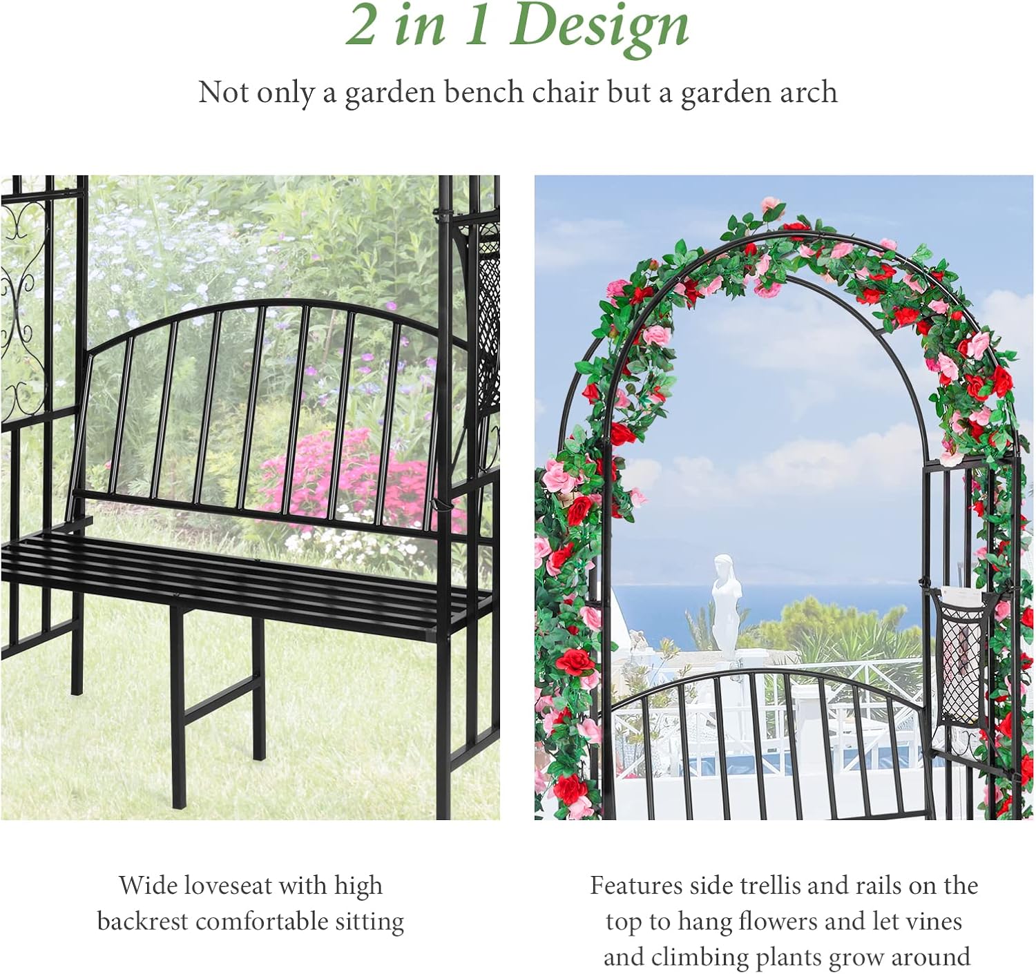 Metalen tuinboog met ingebouwd - Garden Bench Metal recensie en prijs