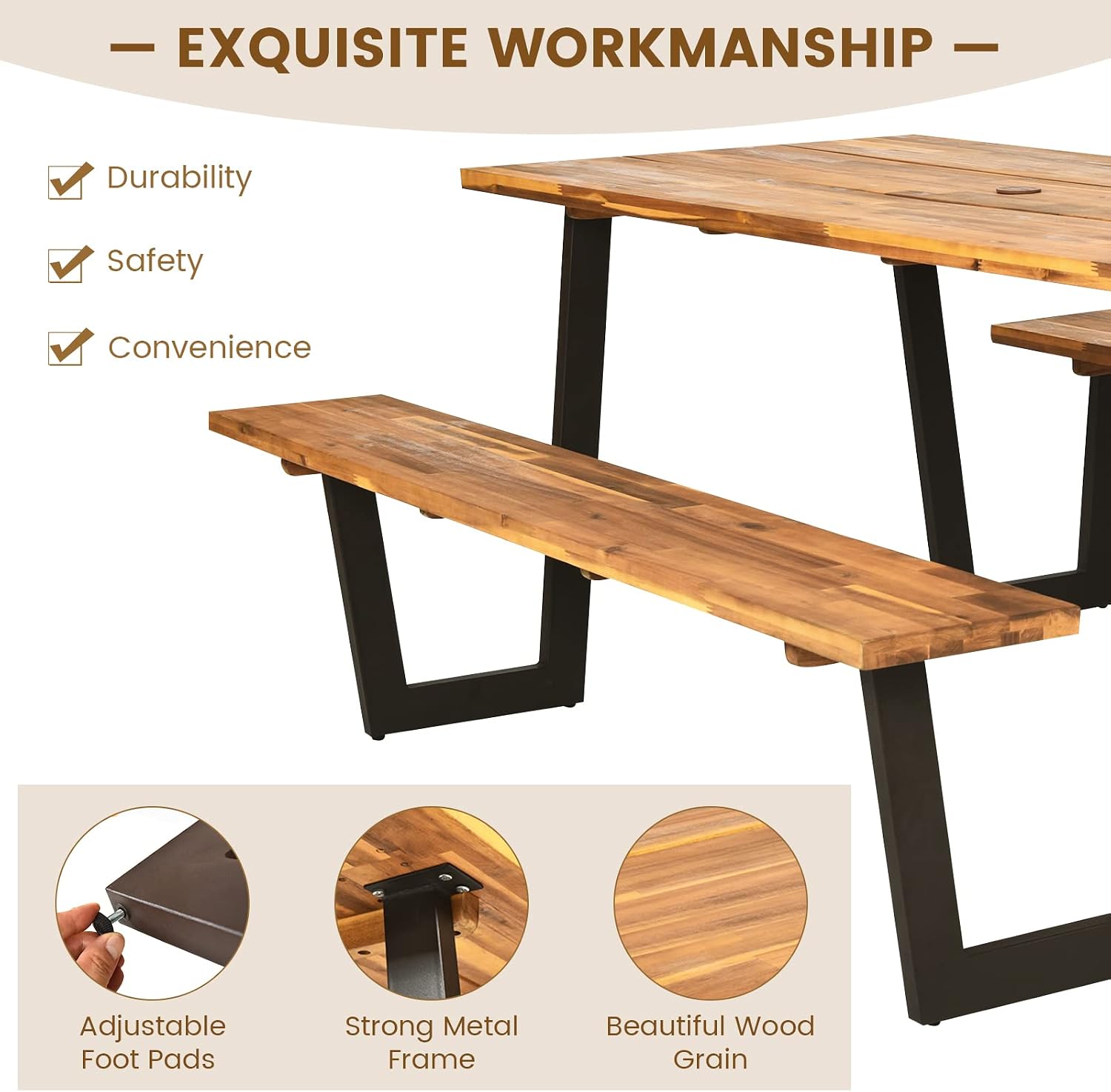 Acacia Houten Picknicktafel me - Garden Bench Metal recensie en prijs
