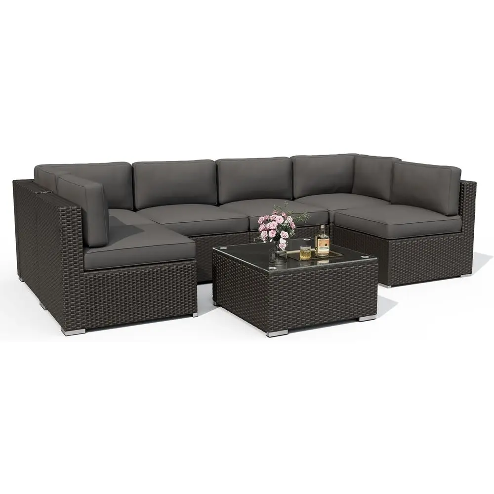 7-delige tuinmeubelset, zwart  - Outdoor Furniture Black recensie en prijs