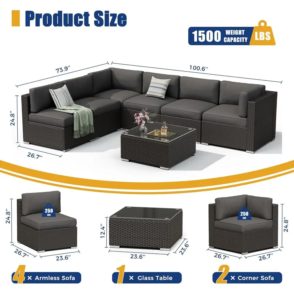 7-delige tuinmeubelset, zwart  - Outdoor Furniture Black recensie en prijs