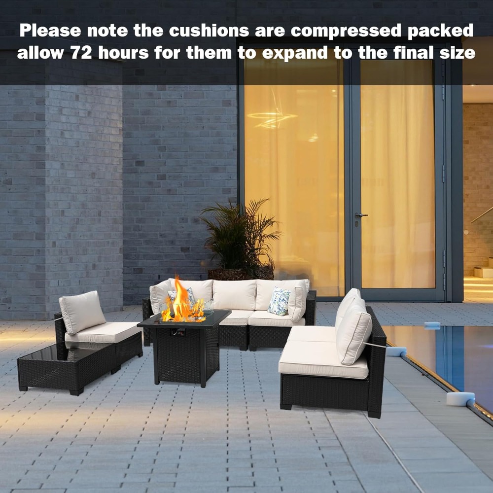 8-delige terrasmeubilair rotan - Outdoor Furniture And Fire Pit recensie en prijs