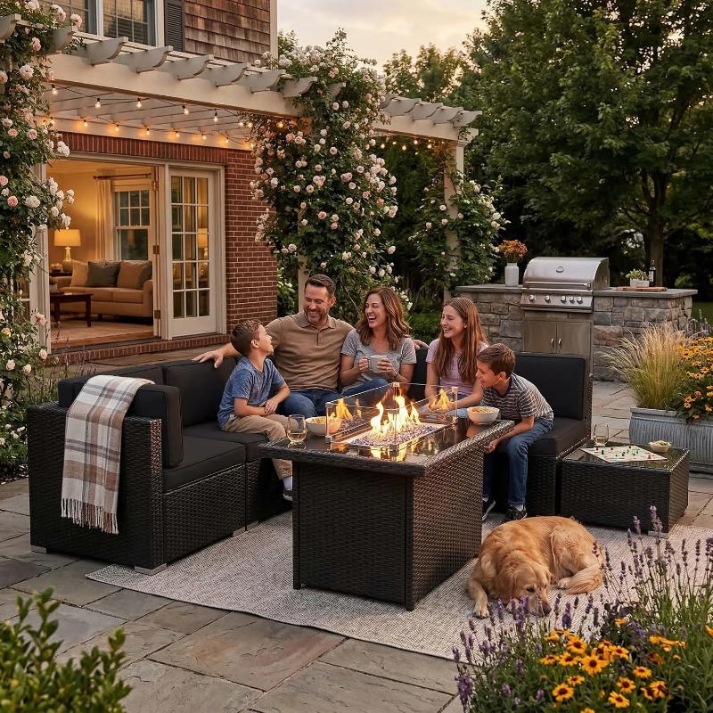 8-delige patio wicker sectione - Outdoor Furniture And Fire Pit recensie en prijs