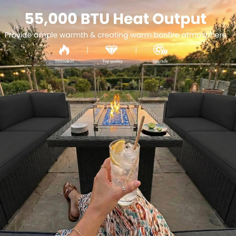 8-delige patio wicker sectione - Outdoor Furniture And Fire Pit recensie en prijs