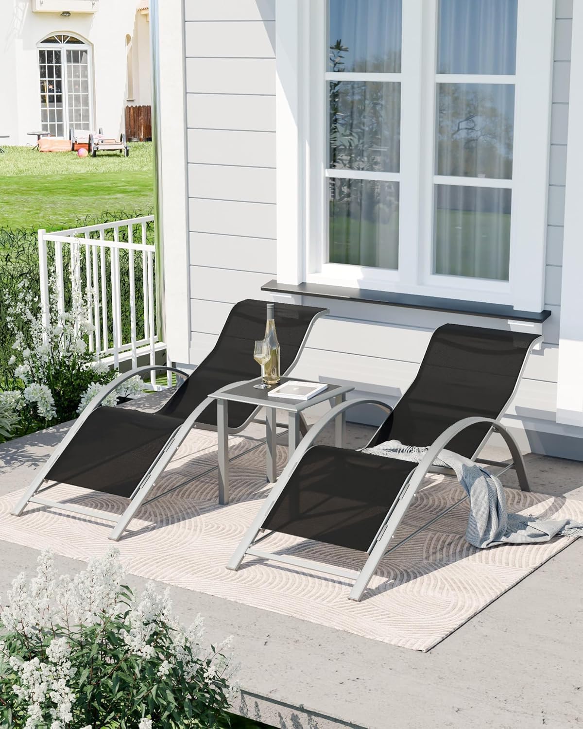 Tuinstoelset met 3 ligbedden e - Deck Chair Lounger recensie en prijs