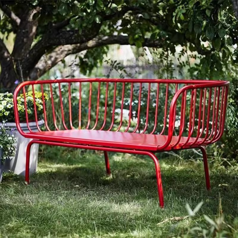 Rode buitenlamp, luxe smeedijz - Garden Bench Metal recensie en prijs