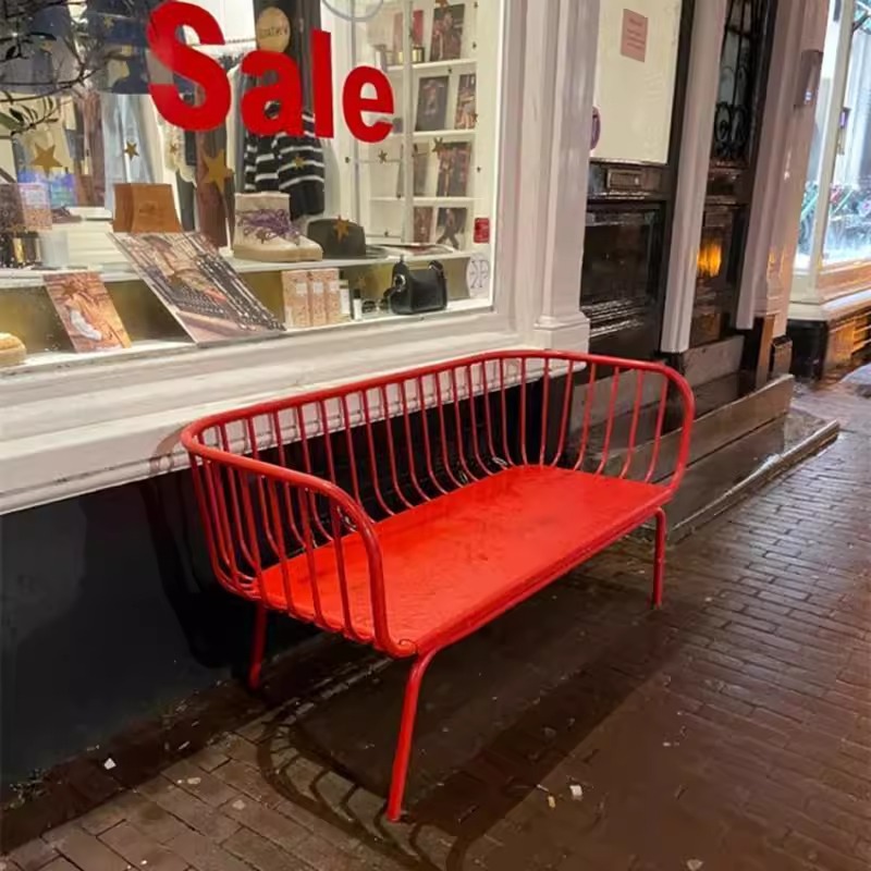 Rode buitenlamp, luxe smeedijz - Garden Bench Metal recensie en prijs
