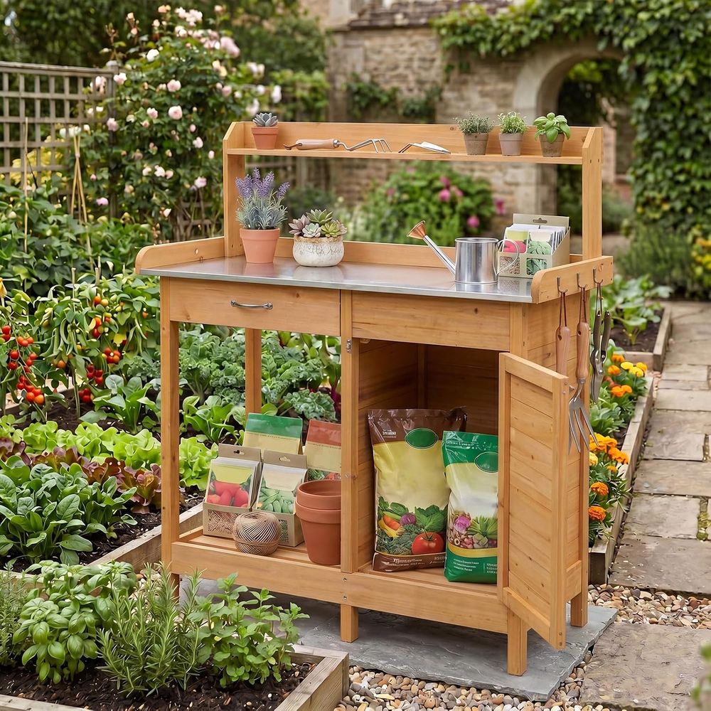 Buitenwerktafel voor planten,  - Garden Bench Metal recensie en prijs