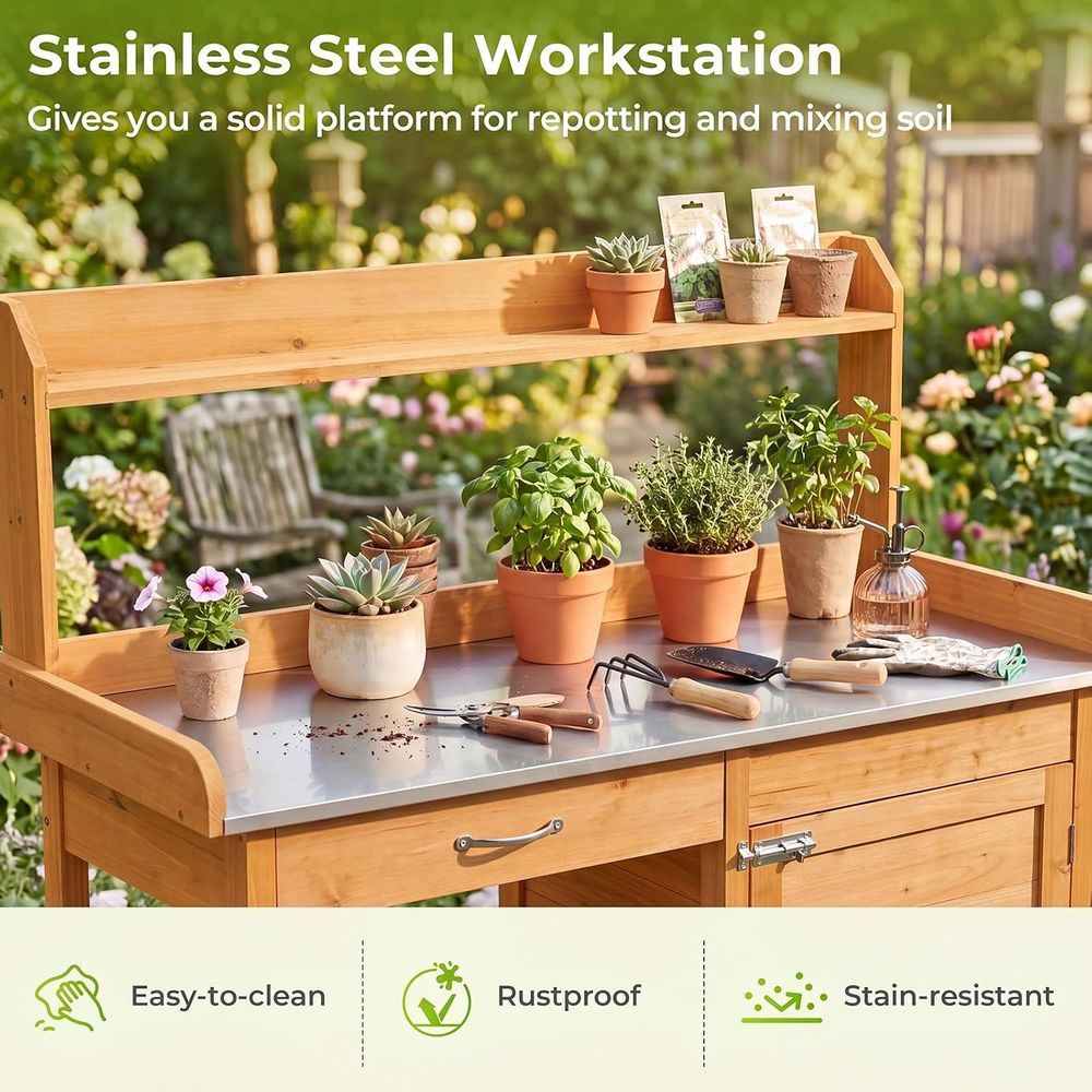 Buitenwerktafel voor planten,  - Garden Bench Metal recensie en prijs