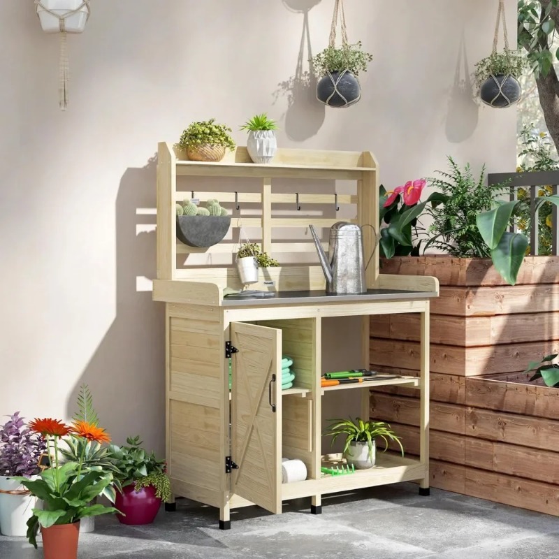 Tuinwerkstation met opbergkast - Garden Bench Metal recensie en prijs
